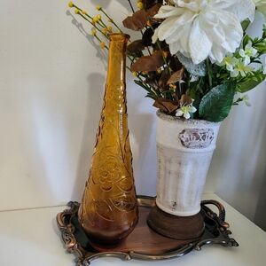 Vintage Amber Glass Genie Empoli Bottle